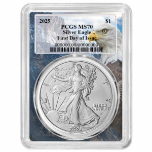 2025 $1 American Silver Eagle PCGS MS70 FDOI Eagle Frame