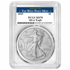 2025 $1 American Silver Eagle PCGS MS70 West Point Label