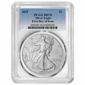 2025 $1 American Silver Eagle PCGS MS70 FDOI Blue Label