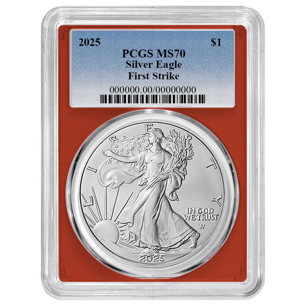 2025 $1 American Silver Eagle PCGS MS70 FS Blue Label Red Frame