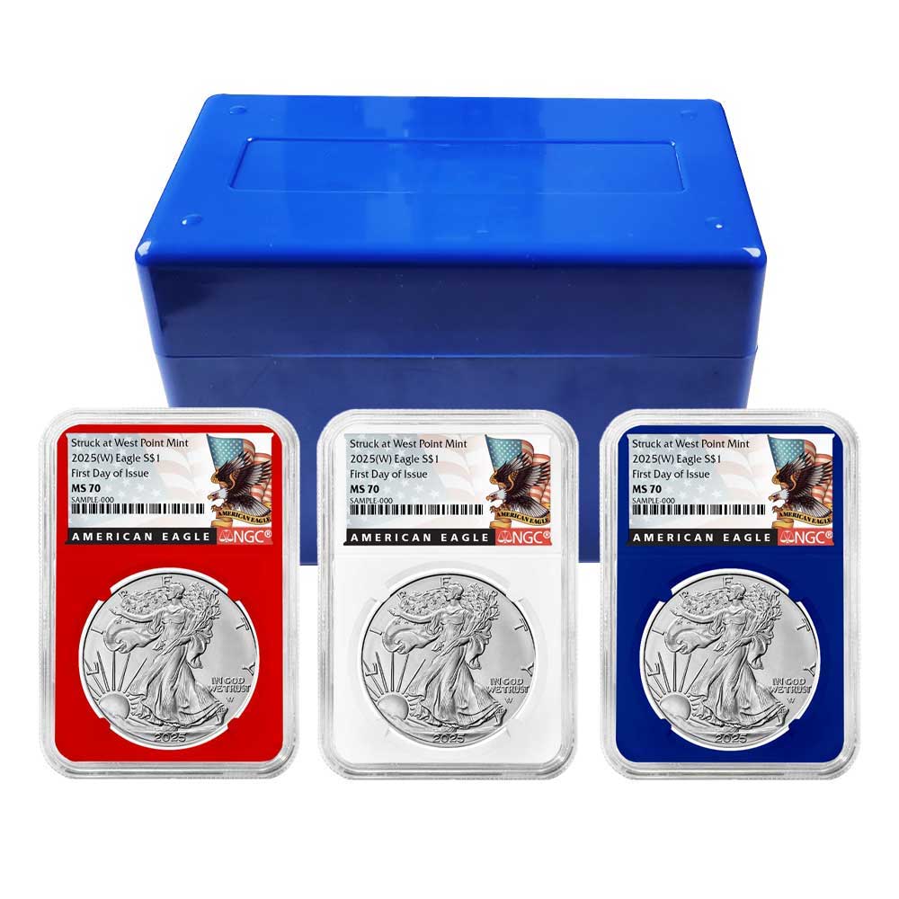 2025 (W) $1 American Silver Eagle 3pc Set FDI Black Label