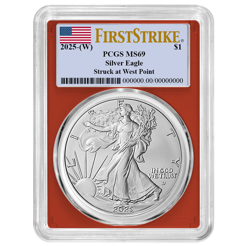2025 (W) $1 American Silver Eagle PCGS MS69 FS Flag Label Red Frame
