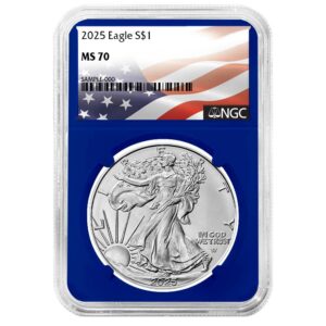 2025 $1 American Silver Eagle NGC MS70 Flag Label Blue Core