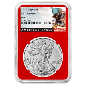 2025 $1 American Silver Eagle NGC MS70 ER Black Label Red Core