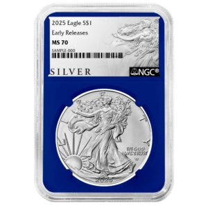 2025 $1 American Silver Eagle NGC MS70 ER ALS Label Blue Core