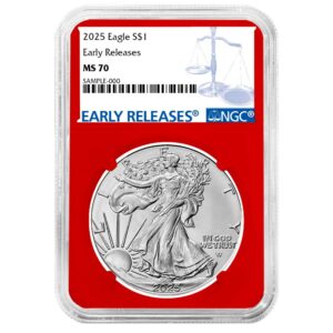 2025 $1 American Silver Eagle NGC MS70 ER Blue Label Red Core