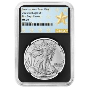 2025 (W) $1 American Silver Eagle NGC MS70 FDI West Point Star Label Retro Core