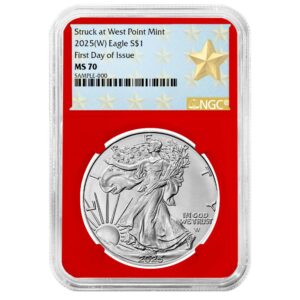 2025 (W) $1 American Silver Eagle NGC MS70 FDI West Point Star Label Red Core