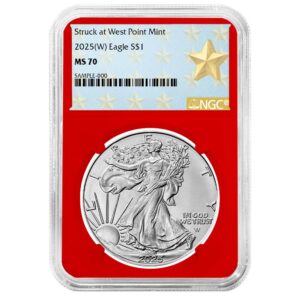 2025 (W) $1 American Silver Eagle NGC MS70 West Point Star Label Red Core