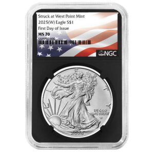 2025 (W) $1 American Silver Eagle NGC MS70 FDI Flag Label Retro Core
