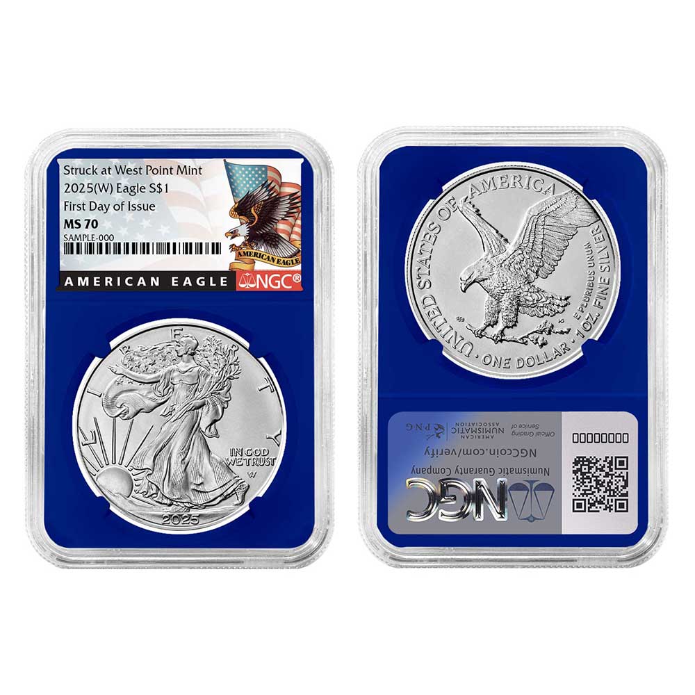 2025 (W) $1 American Silver Eagle 3pc Set FDI Black Label