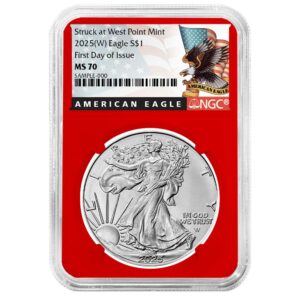 2025 (W) $1 American Silver Eagle NGC MS70 FDI Black Label Red Core