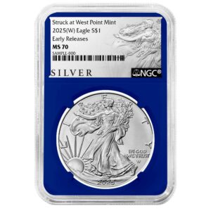 2025 (W) $1 American Silver Eagle NGC MS70 ER ALS Label Blue Core