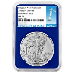 2025 (W) $1 American Silver Eagle NGC MS70 FDI First Label Blue Core