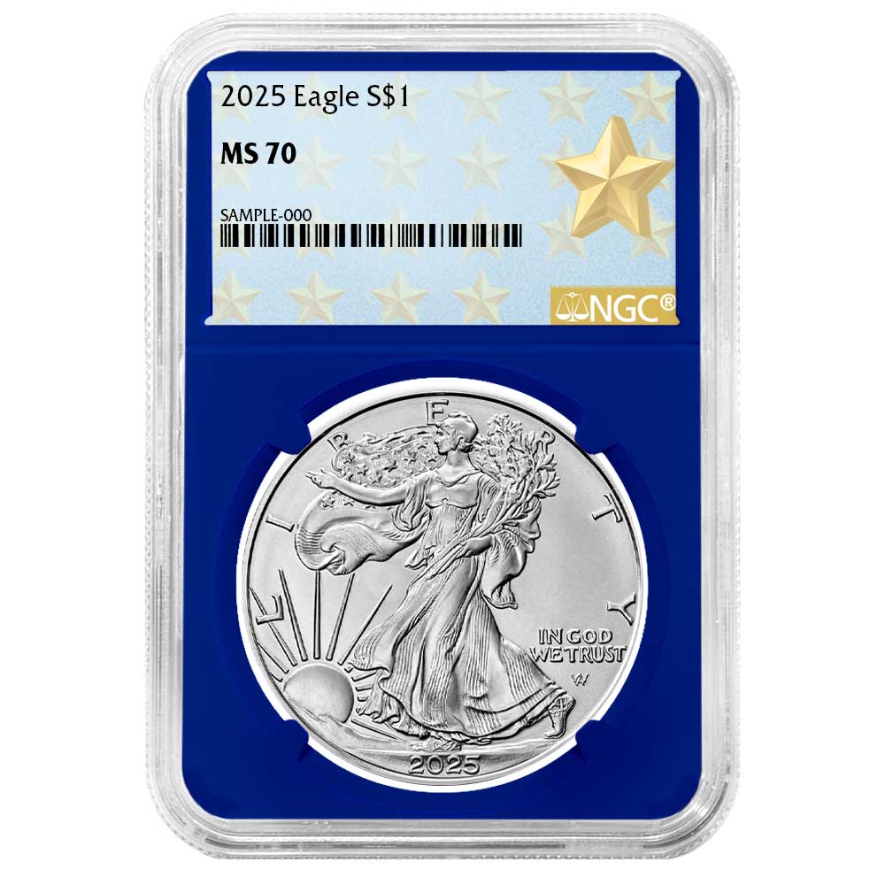 2025 $1 American Silver Eagle West Point Star Label - Pinehurst Coins