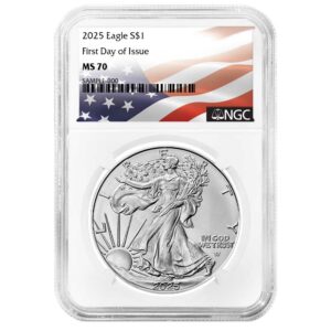 2025 $1 American Silver Eagle NGC MS70 FDI Flag Label