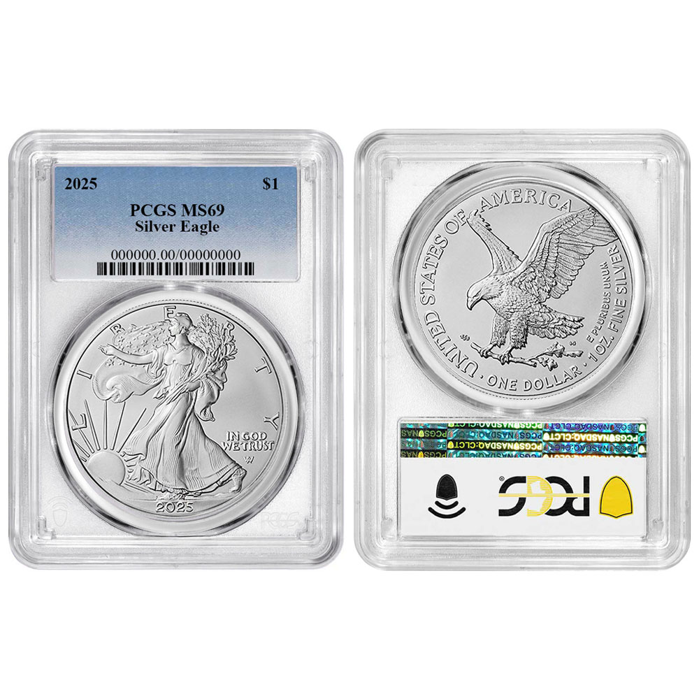 2025 $1 American Silver Eagle Blue Label - Pinehurst Coins