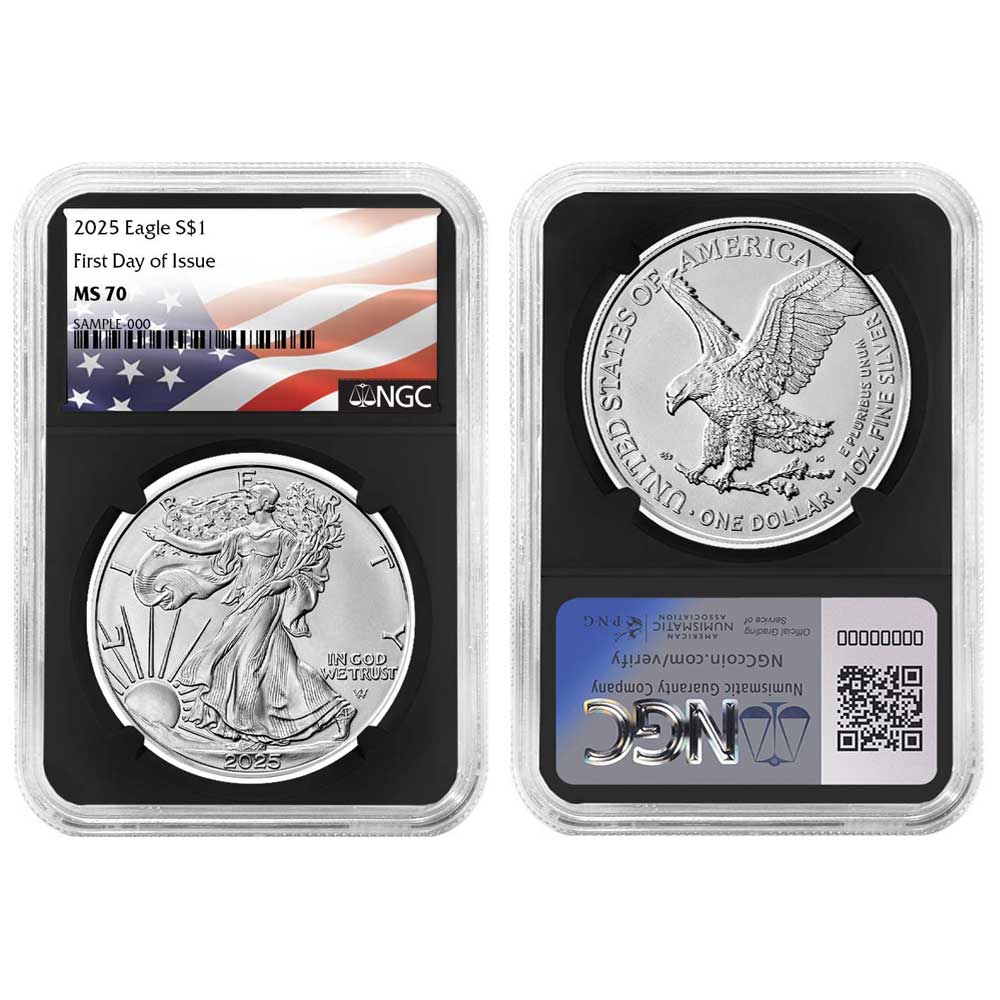 2025 $1 American Silver Eagle FDI Flag Label - Pinehurst Coins
