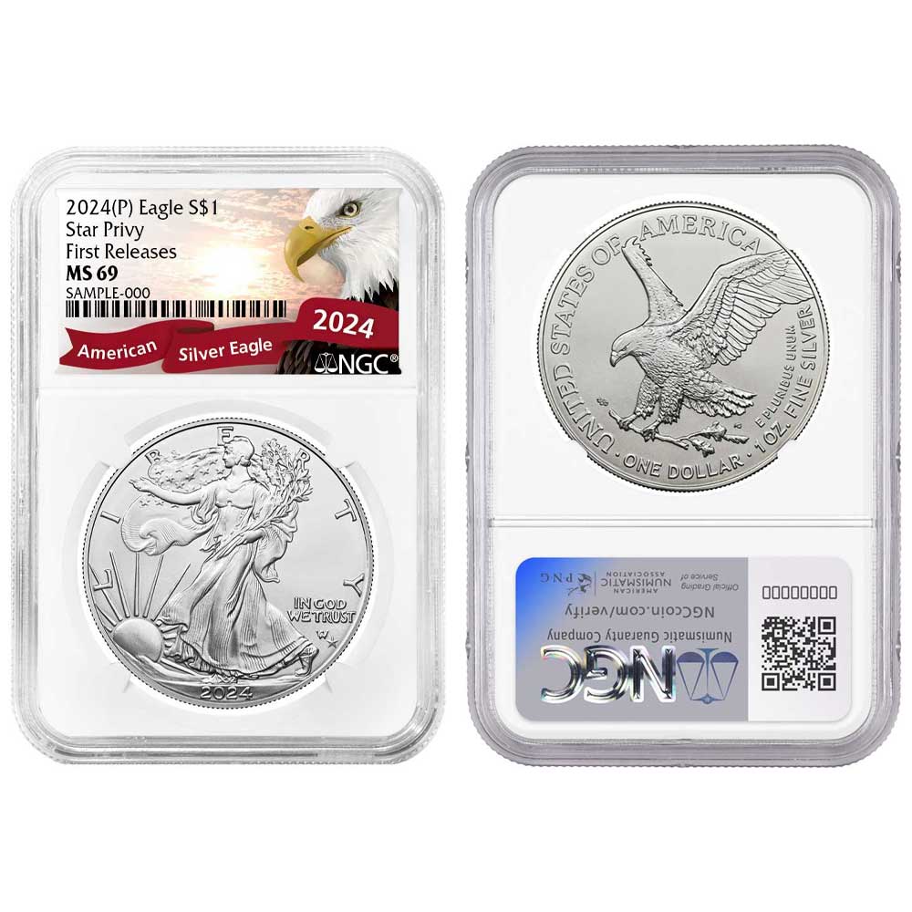 2024 (P) $1 American Silver Eagle Star Privy NGC MS70 - Pinehurst