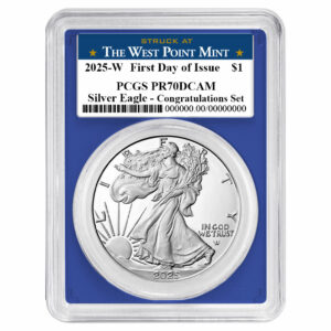 2025-W Proof $1 American Silver Eagle Congratulations Set PCGS PR70DCAM FDOI West Point Label Blue Frame