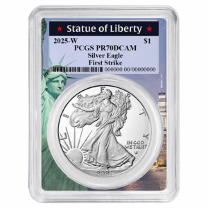 2025-W Proof $1 American Silver Eagle PCGS PR70DCAM FS Statue of Liberty Frame