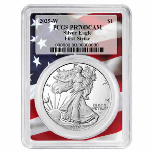 2025-W Proof $1 American Silver Eagle PCGS PR70DCAM FS Flag Frame