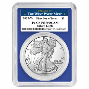 2025-W Proof $1 American Silver Eagle PCGS PR70DCAM FDOI West Point Label Blue Frame