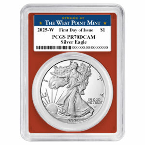 2025-W Proof $1 American Silver Eagle PCGS PR70DCAM FDOI West Point Label Red Frame