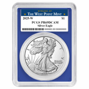 2025-W Proof $1 American Silver Eagle PCGS PR69DCAM West Point Label Blue Frame