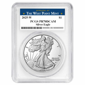 2025-W Proof $1 American Silver Eagle PCGS PR70DCAM West Point Label White Frame
