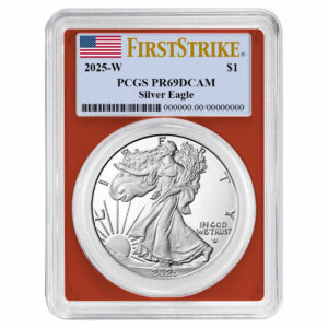 2025-W Proof $1 American Silver Eagle PCGS PR69DCAM FS Flag Label Red Frame