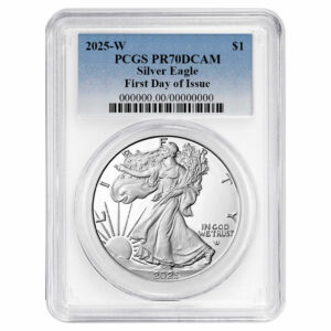 2025-W Proof $1 American Silver Eagle PCGS PR70DCAM FDOI Blue Label White Frame