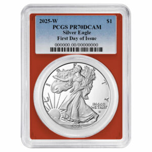 2025-W Proof $1 American Silver Eagle PCGS PR70DCAM FDOI Blue Label Red Frame