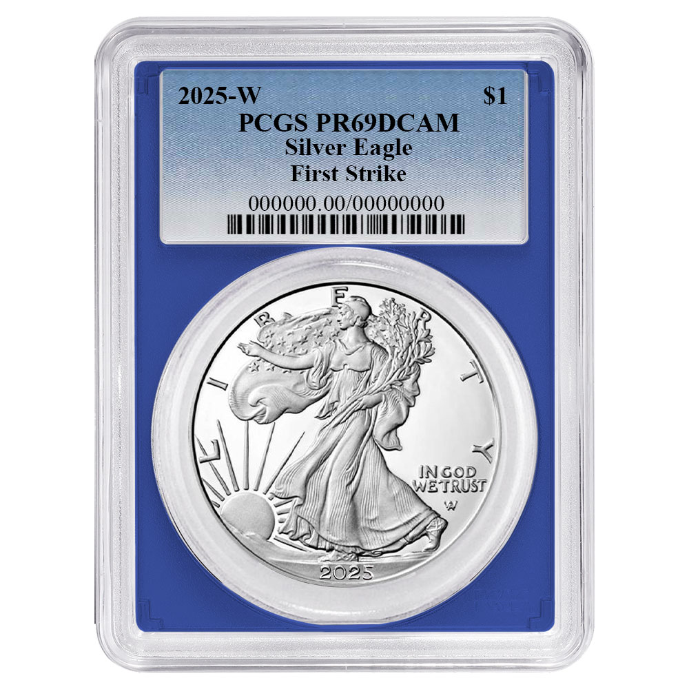 2025-W Proof $1 American Silver Eagle PCGS PR69DCAM FS Blue Label Blue Frame