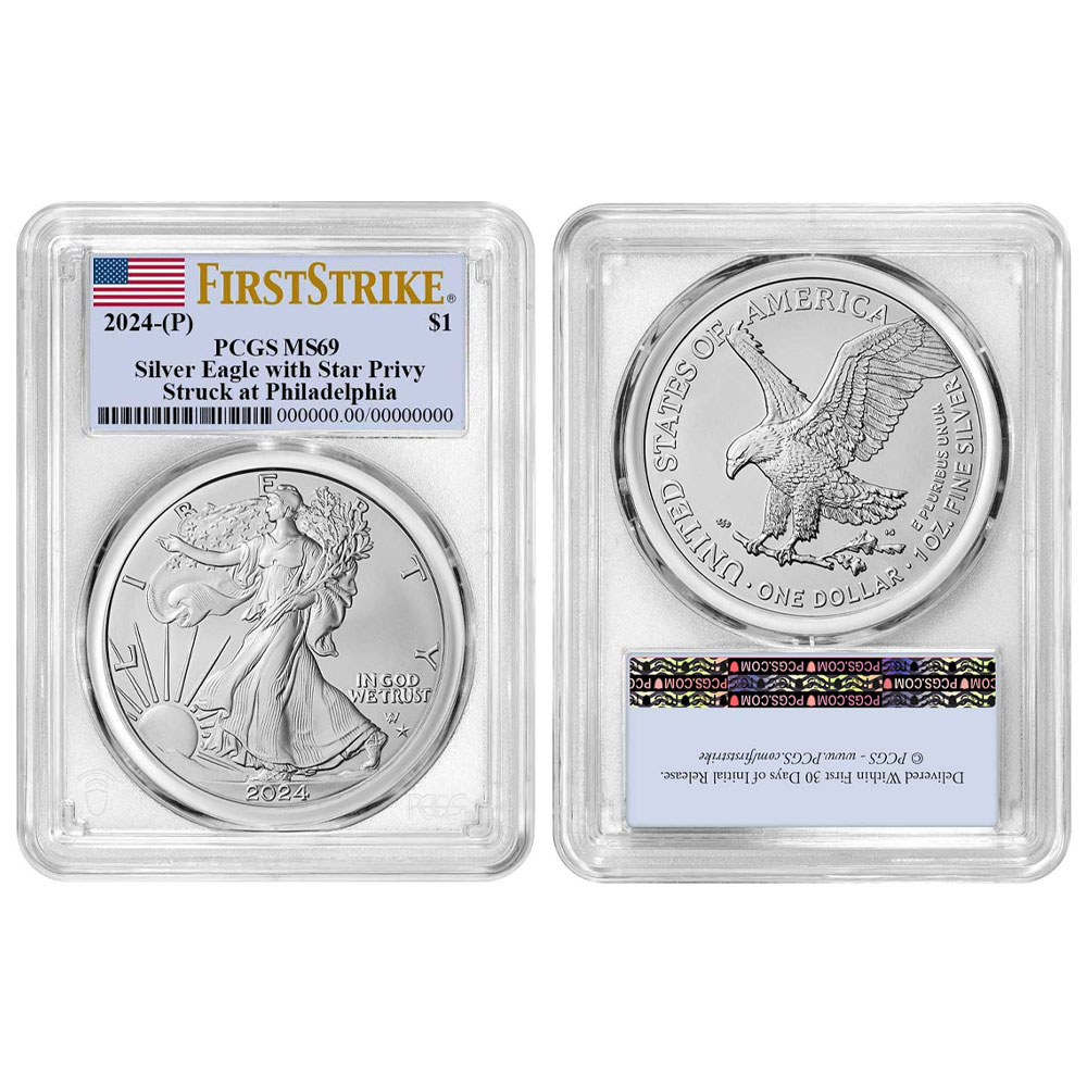 2024 (P) $1 American Silver Eagle Star Privy PCGS MS69 - Pinehurst