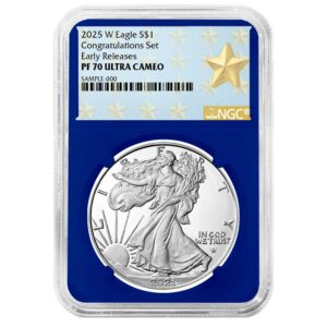 2025-W Proof $1 American Silver Eagle Congratulations Set NGC PF70UC ER West Point Star Label Blue Core