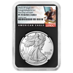 2025-W Proof $1 American Silver Eagle Congratulations Set NGC PF70UC FDI Black Label Retro Core