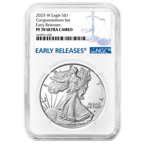 2025-W Proof $1 American Silver Eagle Congratulations Set NGC PF70UC ER Blue Label
