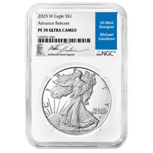 2025-W Proof $1 American Silver Eagle NGC PF70UC AR Michael Gaudioso Signature Label