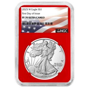 2025-W Proof $1 American Silver Eagle NGC PF70UC FDI Flag Label Red Core