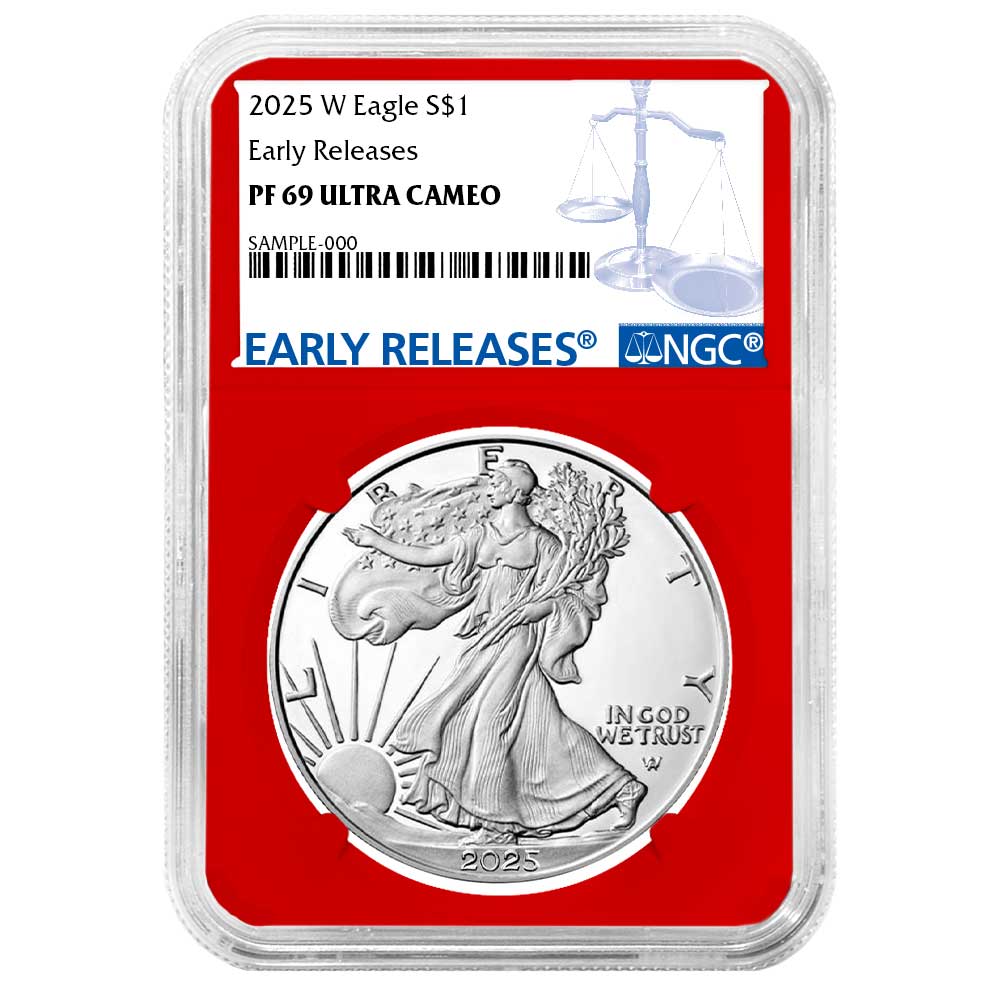 2025-W Proof $1 American Silver Eagle NGC PF69UC ER Blue Label Red Core