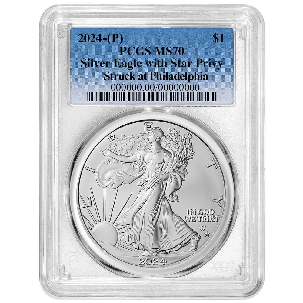 2024 (P) $1 American Silver Eagle Star Privy PCGS MS70 - Pinehurst