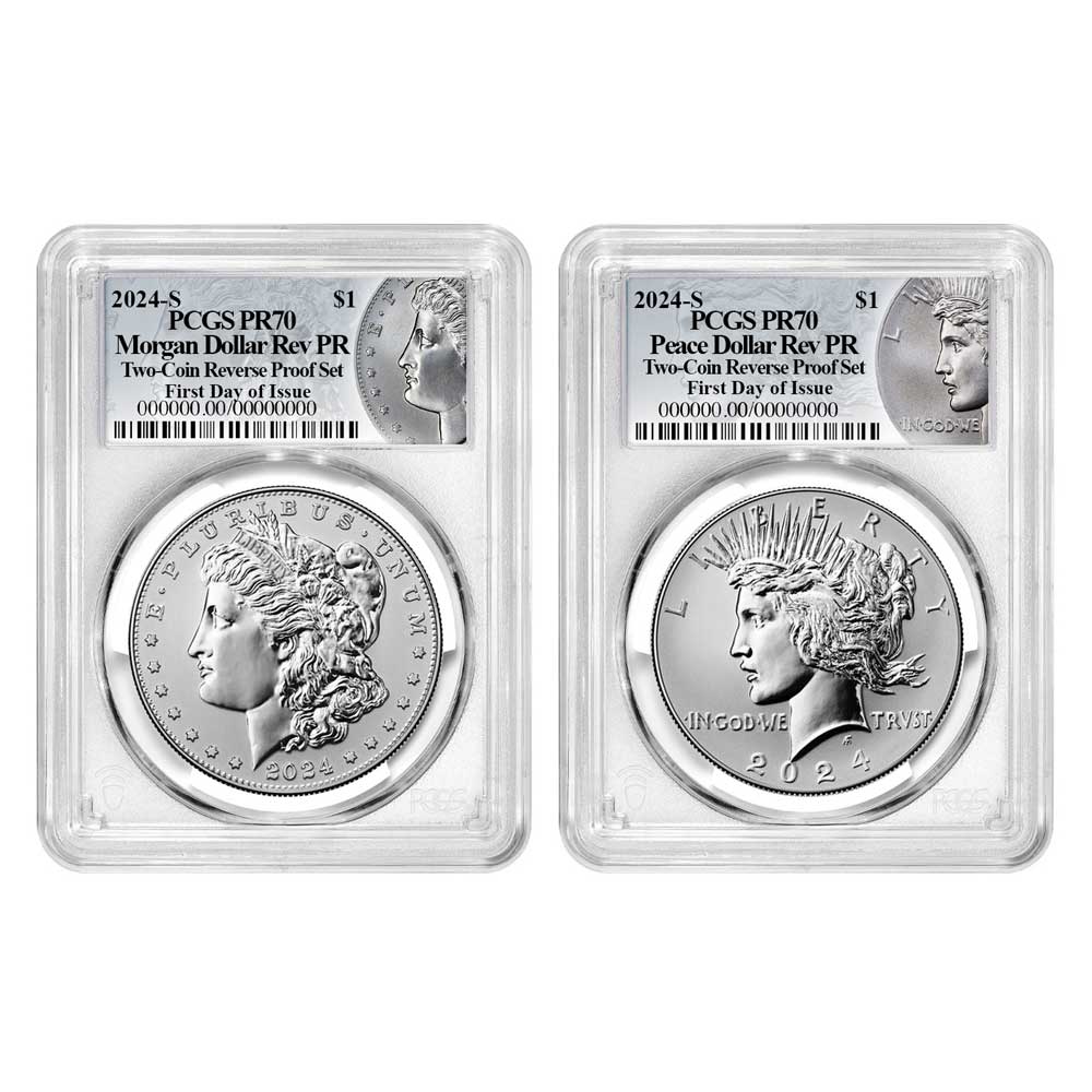 2024-S Reverse Proof $1 Morgan and Peace Silver Dollar 2pc Set