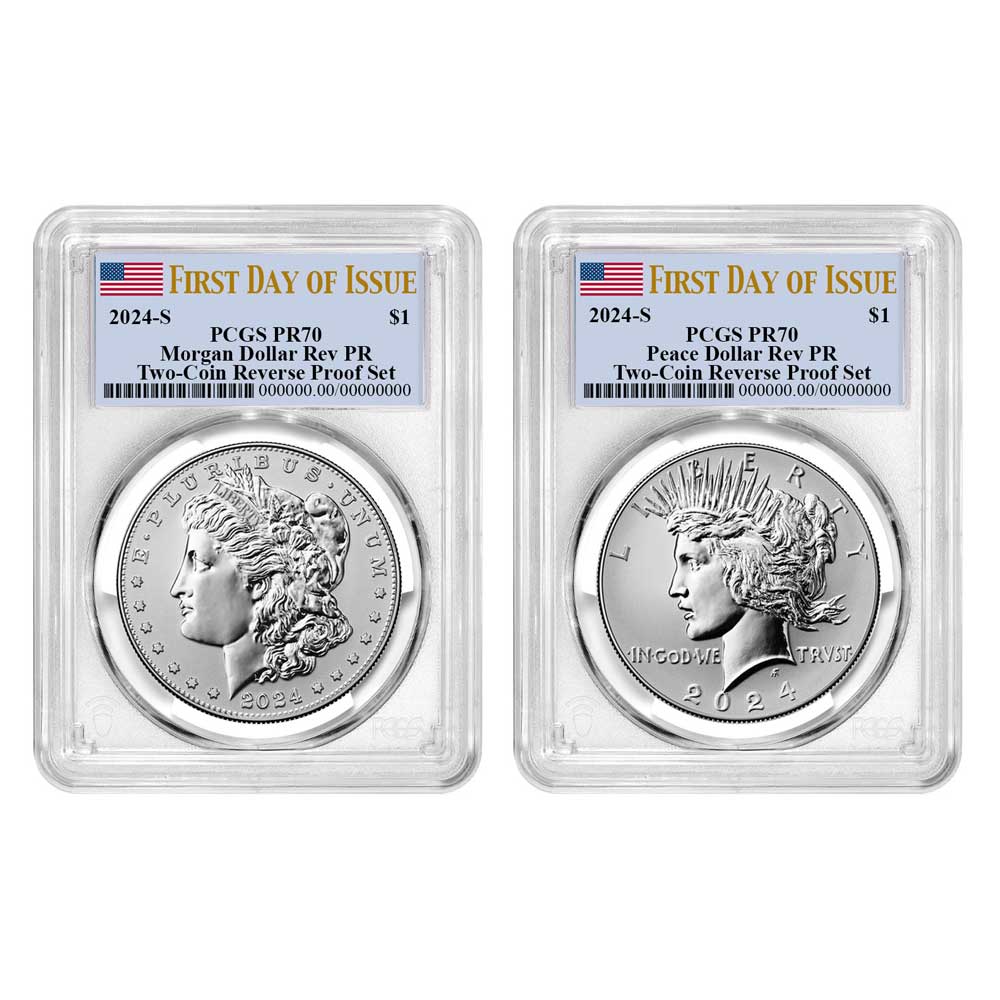 2024-S Reverse Proof Morgan & Peace Dollar Set NGC PF70 FDI