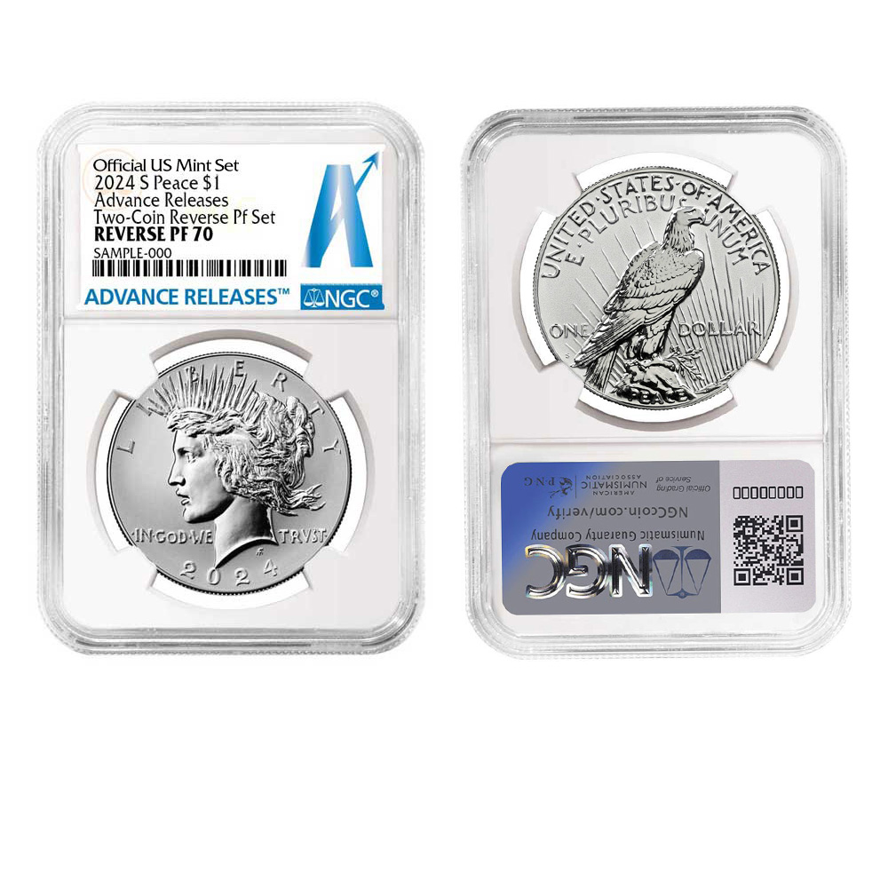 2024 ブリタニア １オンス PF70UC 及びリバース PF69 ２枚セット 2024-S Reverse Proof Morgan & Peace Dollar Set NGC PF70 ER