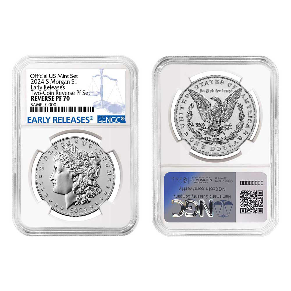 2024 ブリタニア １オンス PF70UC 及びリバース PF69 ２枚セット 2024-S Reverse Proof Morgan & Peace Dollar Set NGC PF70 ER