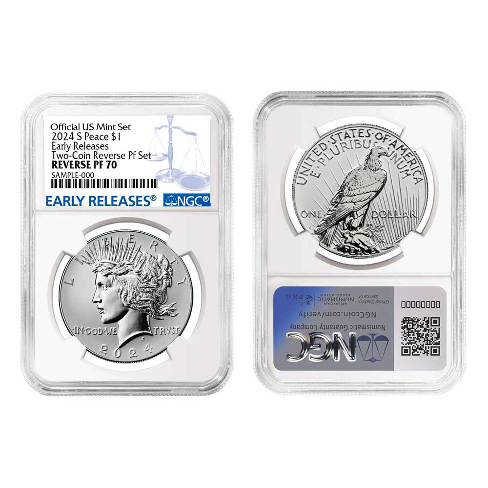 2024-S Reverse Proof Morgan & Peace Dollar Set NGC PF70 ER