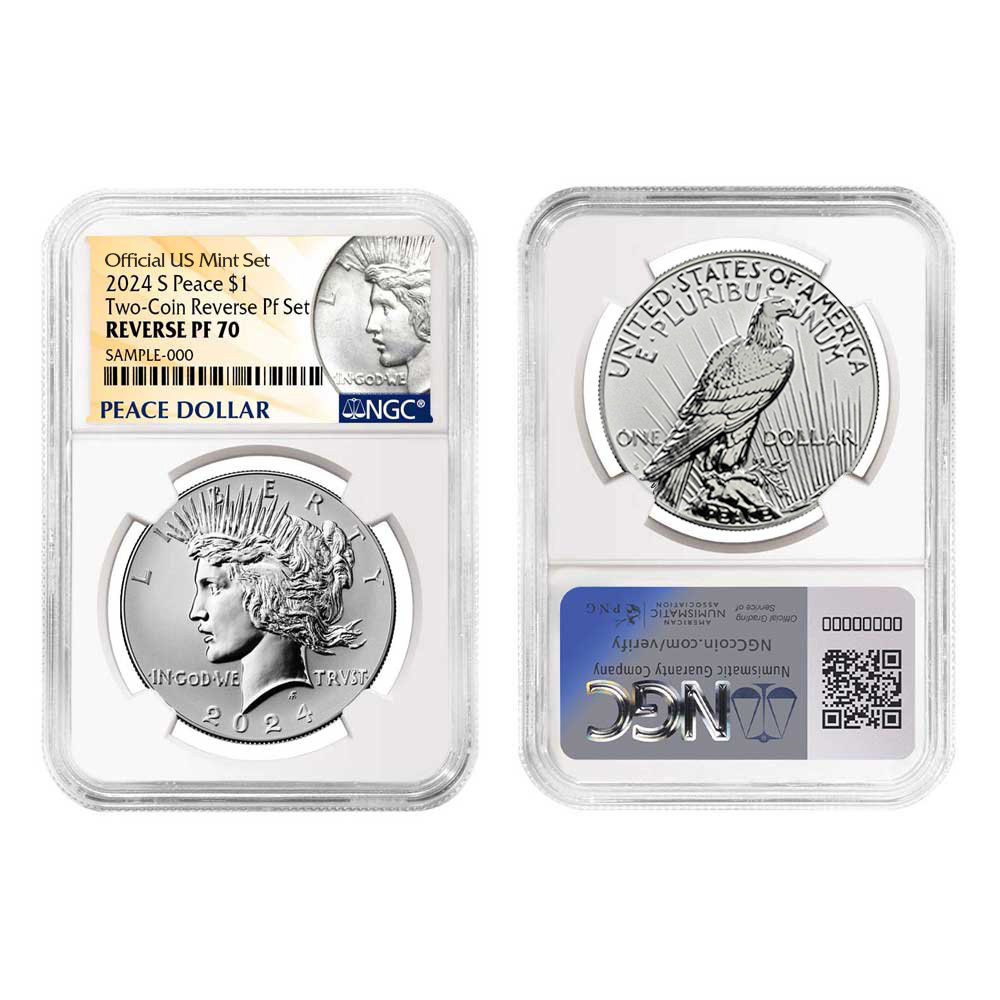 2024-S Reverse Proof Morgan and Peace Dollar Set NGC PF70 - Pinehurst Coins
