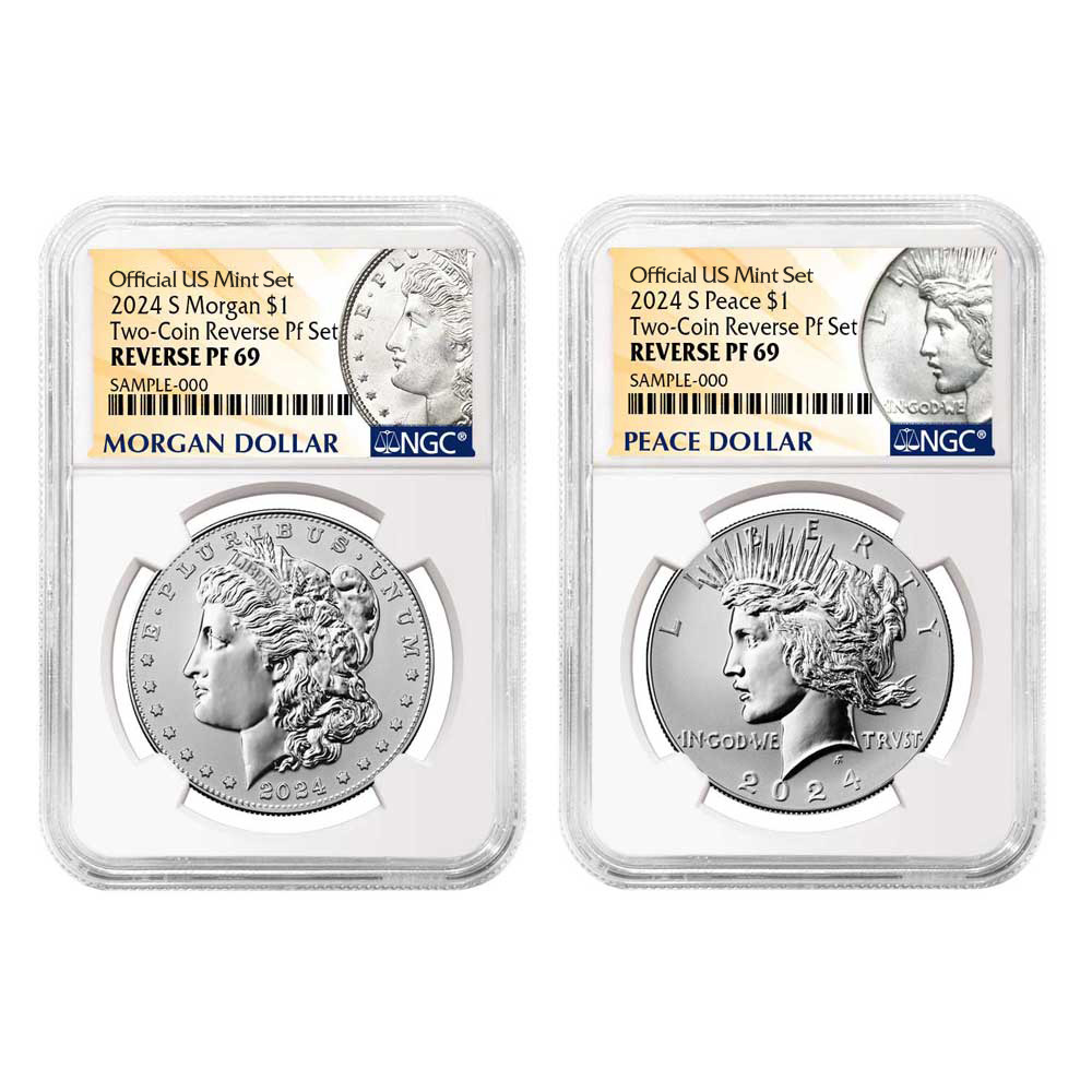 2024-S Reverse Proof Morgan and Peace Dollar Set NGC PF69