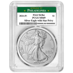 Presale - 2024 (P) $1 American Silver Eagle Star Privy PCGS MS69 FS Phildelphia Label